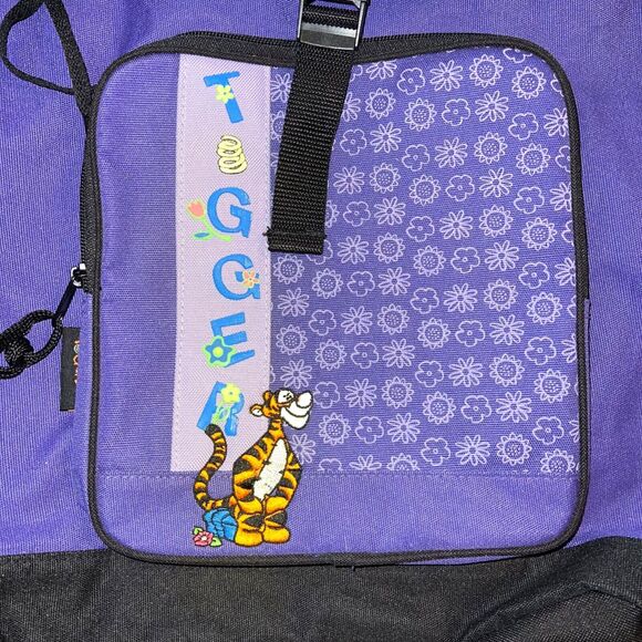 Vintage Disney Winnie the Pooh Kids Tigger Backpack Purple Black Floral main image 10